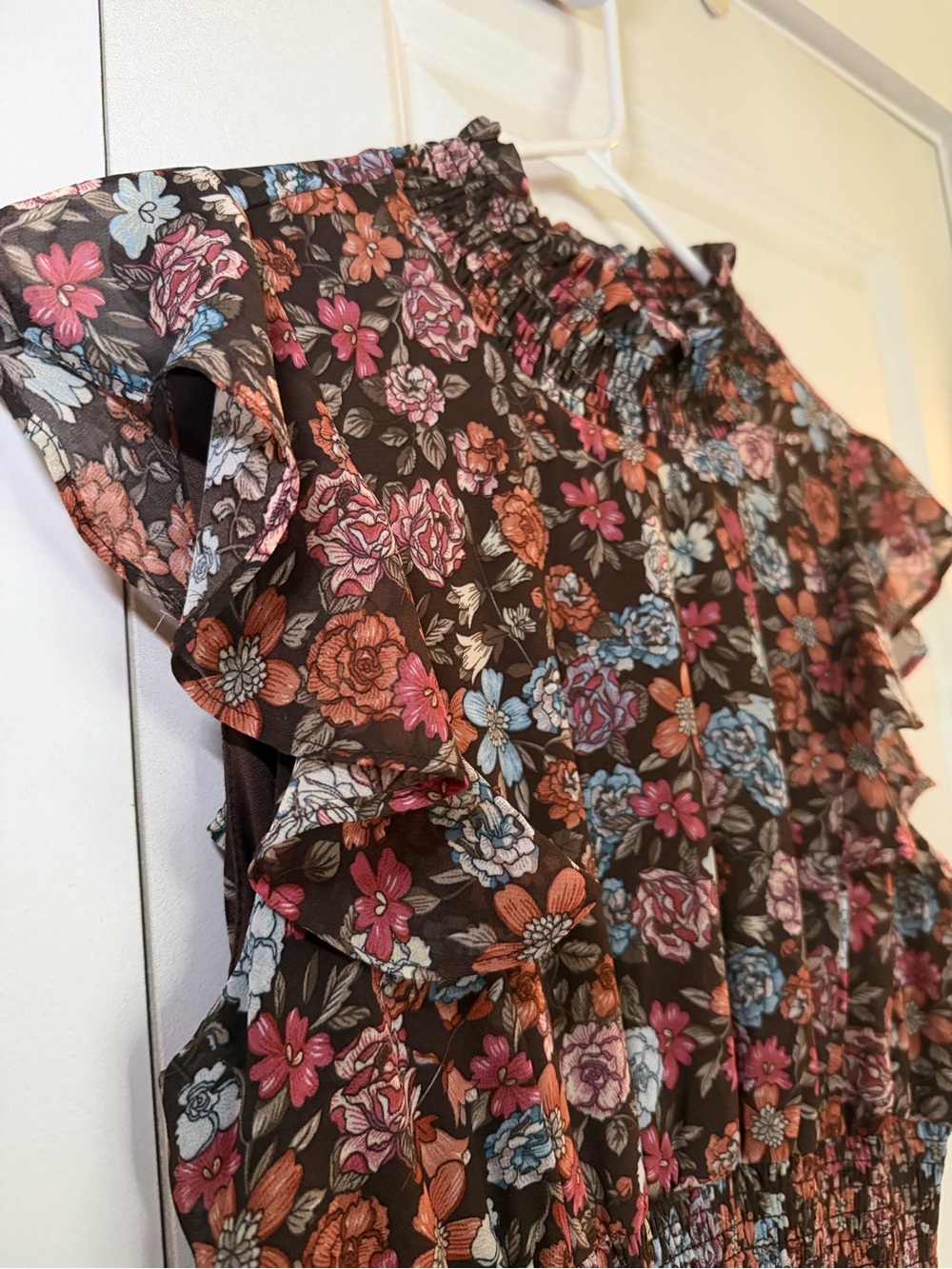 Baltic Born Medium Floral Maxi Dress Boho Smocked Ruffle Cottagecore - Picture 3 of 7